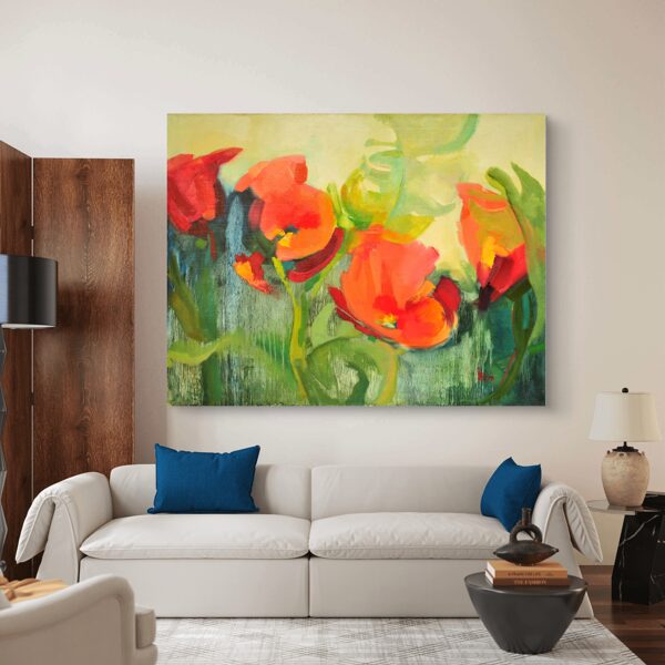 "The Red Poppies" Oil on canvas Size: 100 x 120 cm, 2020