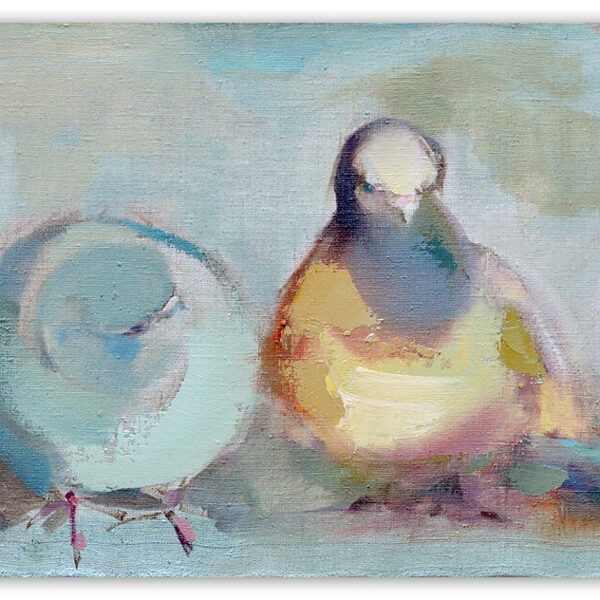 "Pigeons" Oil on canvas Size: 30 x 80 cm, 2018