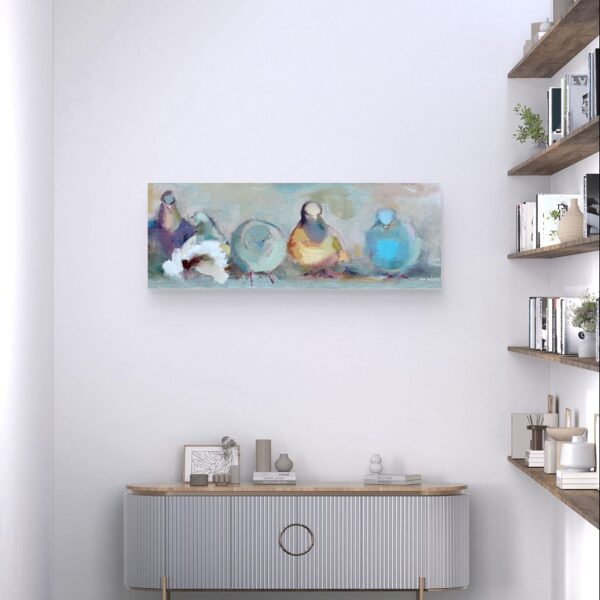 "Pigeons" Oil on canvas Size: 30 x 80 cm, 2018