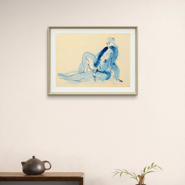 "Meet yourself again"  Blue ink on paper Size: 30 x 40 cm, 20