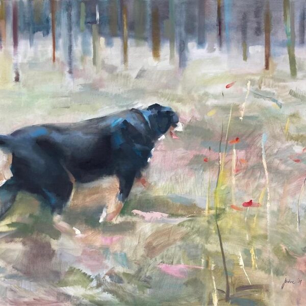 "A walk with the friend" Oil on canvas Size: 120 x 100  cm, 2