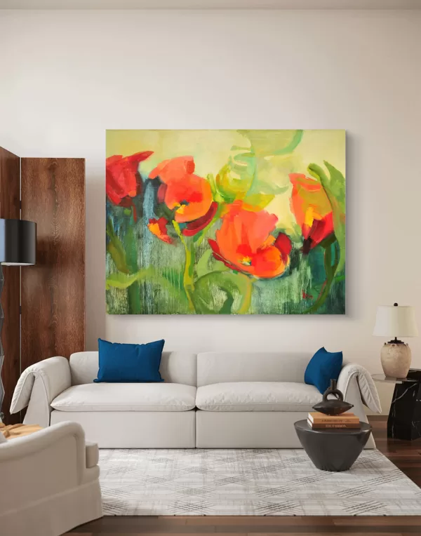 "The Red Poppies" Oil on canvas Size: 100 x 120 cm, 2020