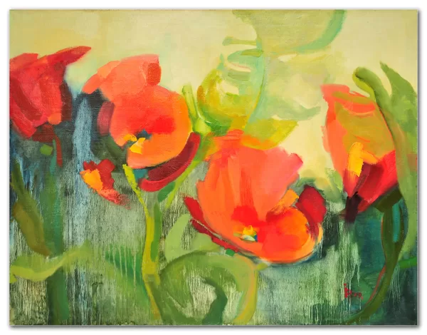"The Red Poppies" Oil on canvas Size: 100 x 120 cm, 2020