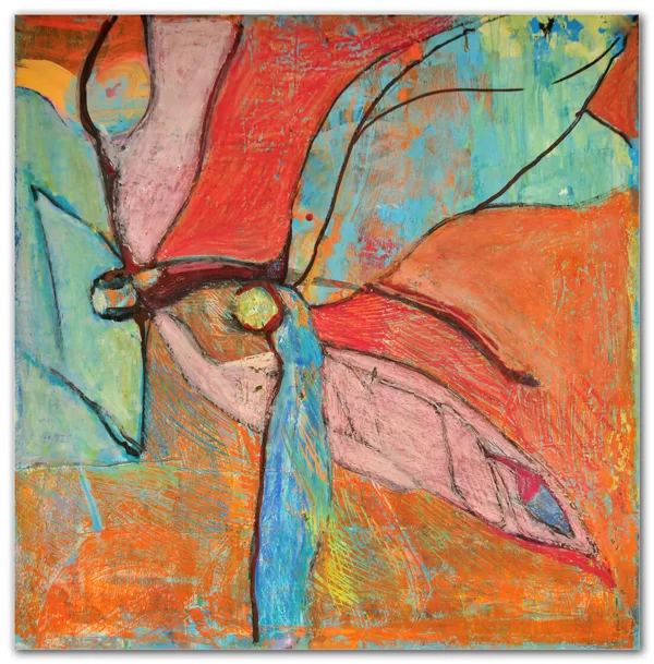 "Dragonflies" Oil pastel on paper Size: 70 x 70 cm, 2007