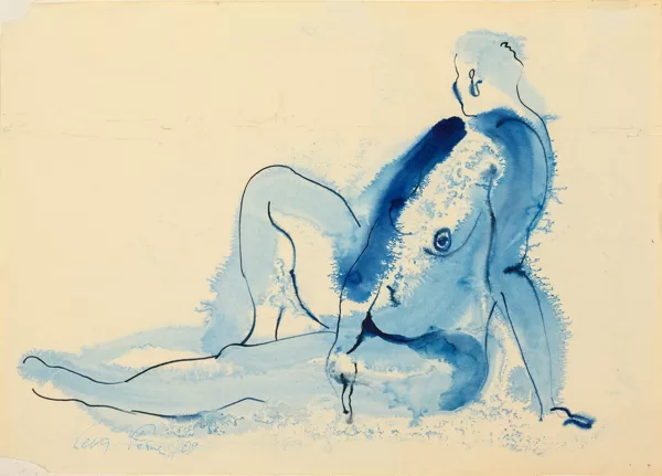 "Meet yourself again"  Blue ink on paper Size: 30 x 40 cm, 20