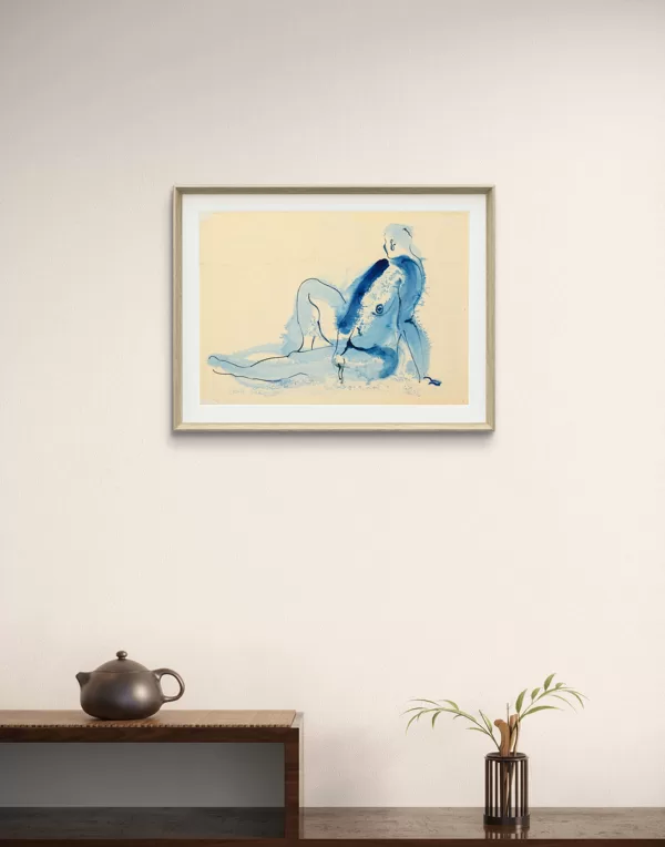 "Meet yourself again"  Blue ink on paper Size: 30 x 40 cm, 20
