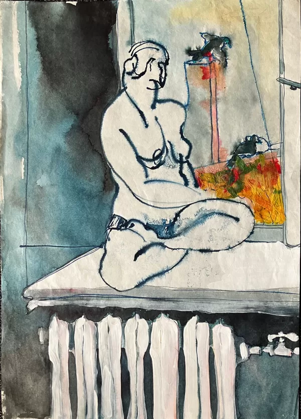 "Meet yourself I" Ink on paper Size: 40 x 30 cm, 2019