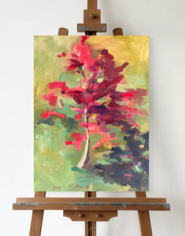 "The Flaming Tree" Oil on canvas Size: 120 x  100 cm, 2024